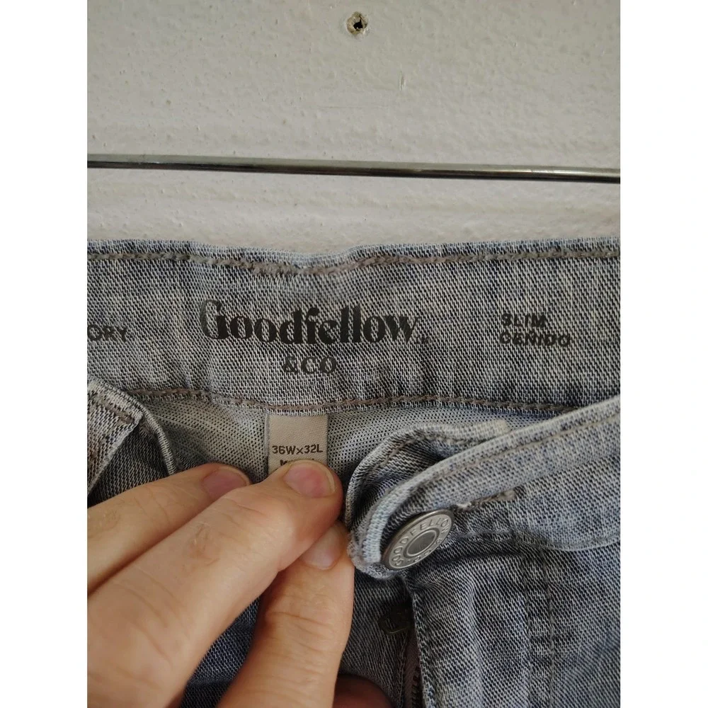 Goodfellow & Co Mens Slim Fit Jeans Light Wash Gray Denim 36x32